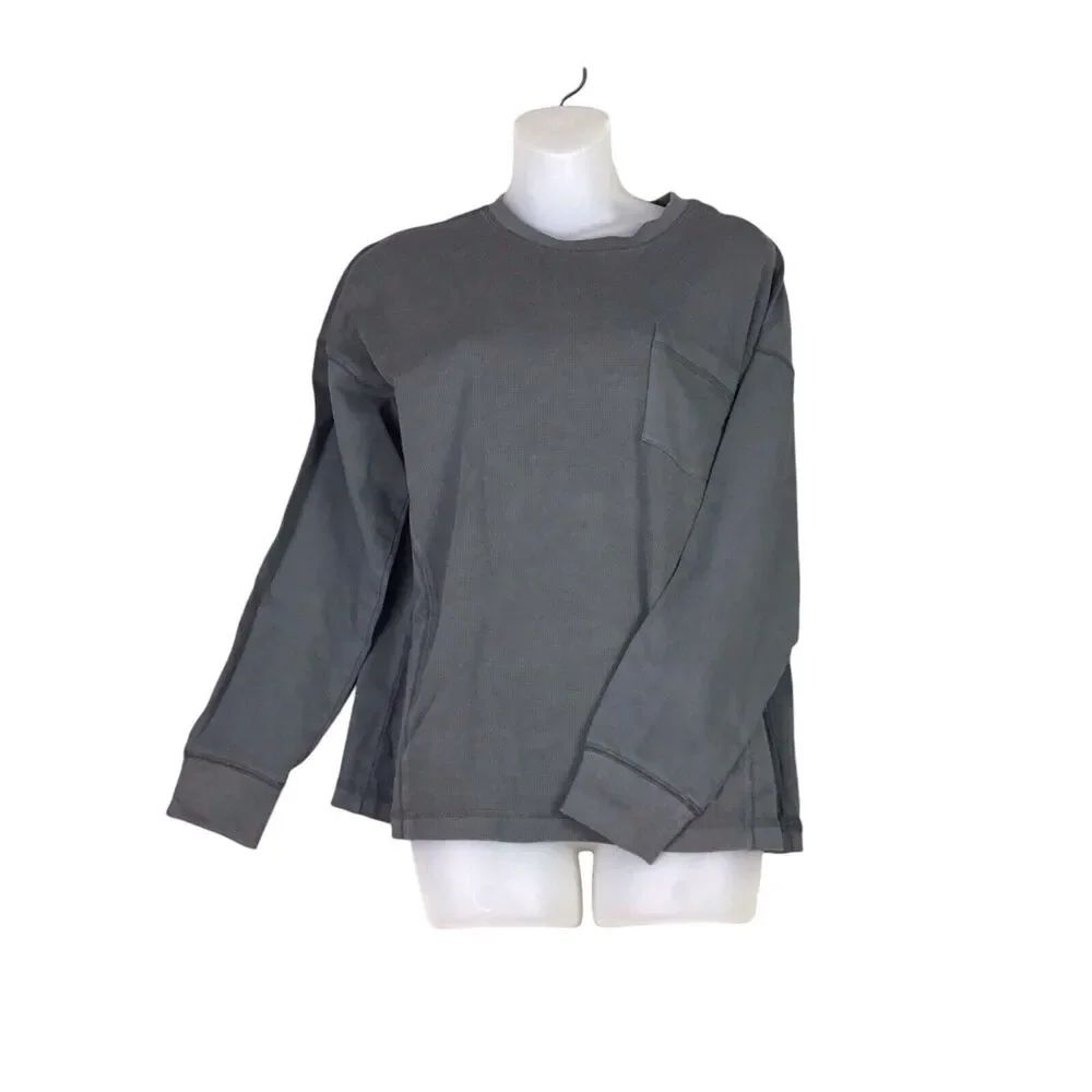 Wild Fable Womens Size M Pullover Sweatshirt Dark Gray Long Sleeve Crew Pocket - Picture 7 of 13